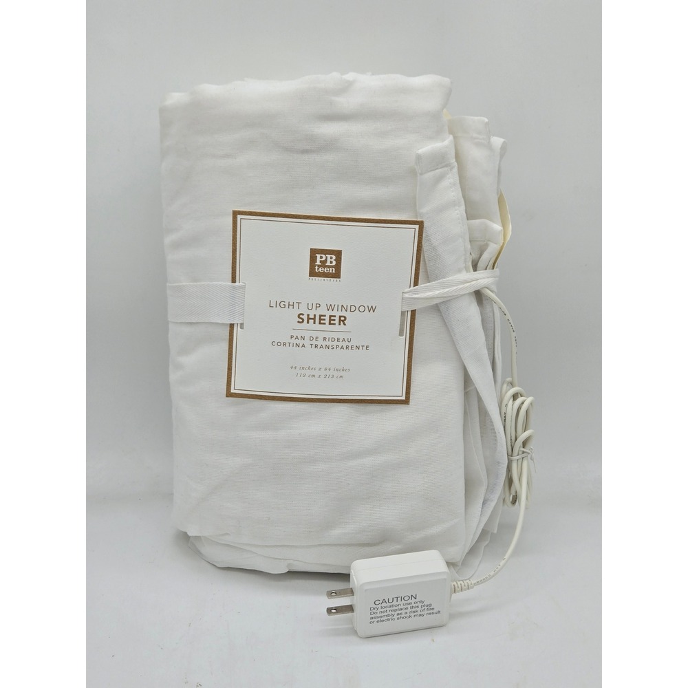 Pottery Barn Teen Light Up Window Sheer White Curtain Panel 44x84 7657175